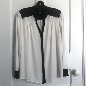 Alfani Black & White Button-Down Blouse